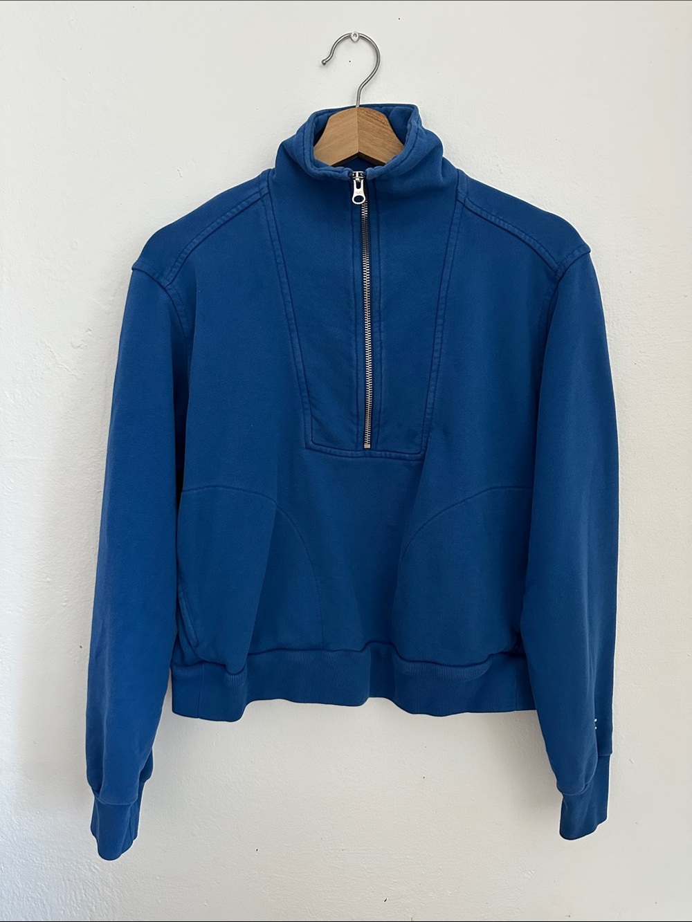 Everlane Organic Cotton Blue Half-Zip Pullover Sweatshirt